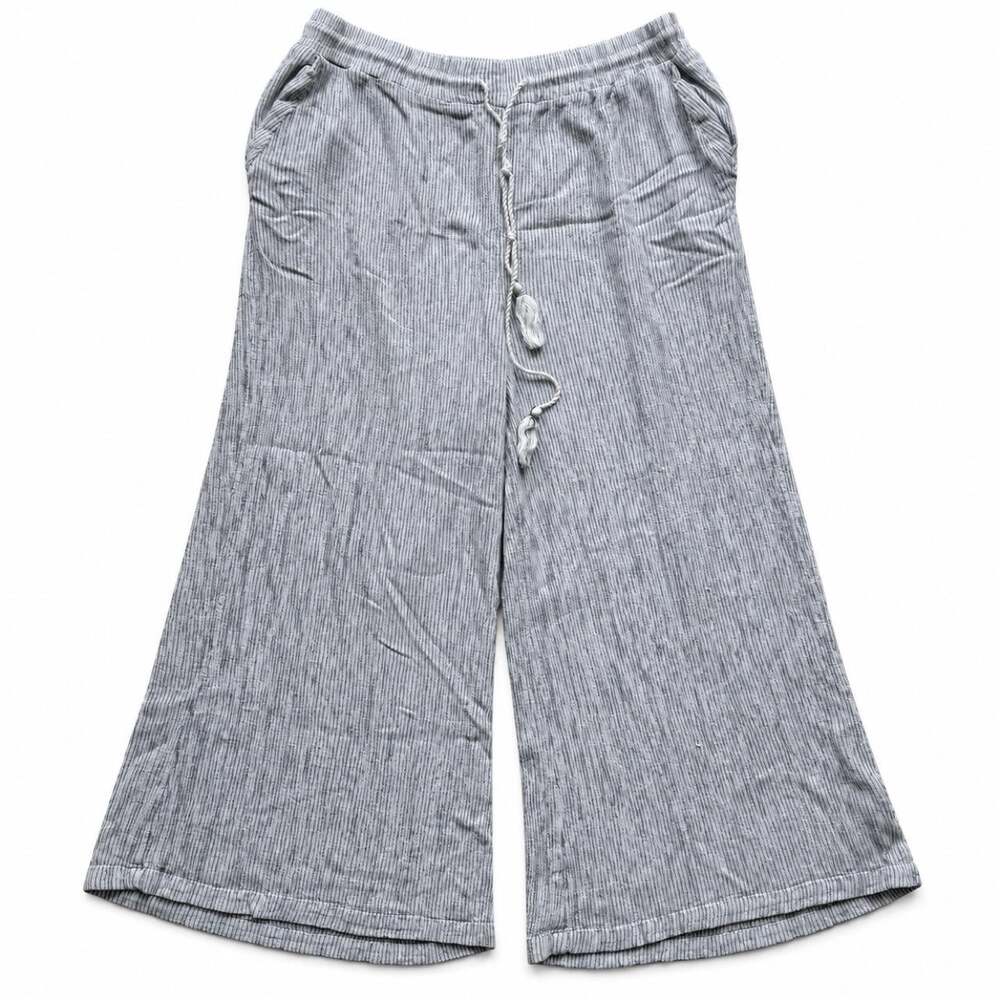 BP Women’s Gray Wide Leg Cropped Pants Textured Pull-On Trousers
